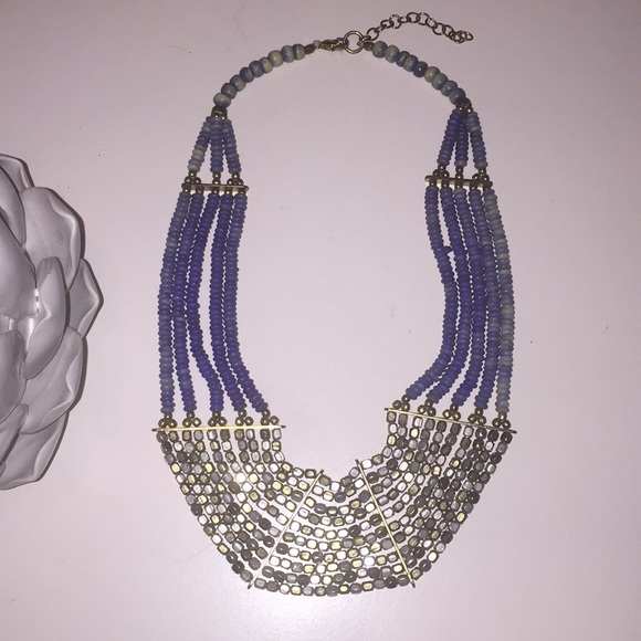 Zara blue and gold beaded necklace - Picture 2 of 5